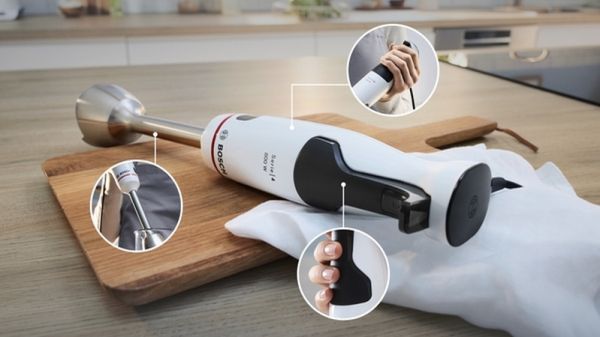 Пасатор Bosch MSM4W421, SER4, Blender, ErgoMaster, 800 W, Dynamic Speed Control, QuattroBlade System, Included Blender, Chopper, Stainless steel whisk & Measuring cup, White