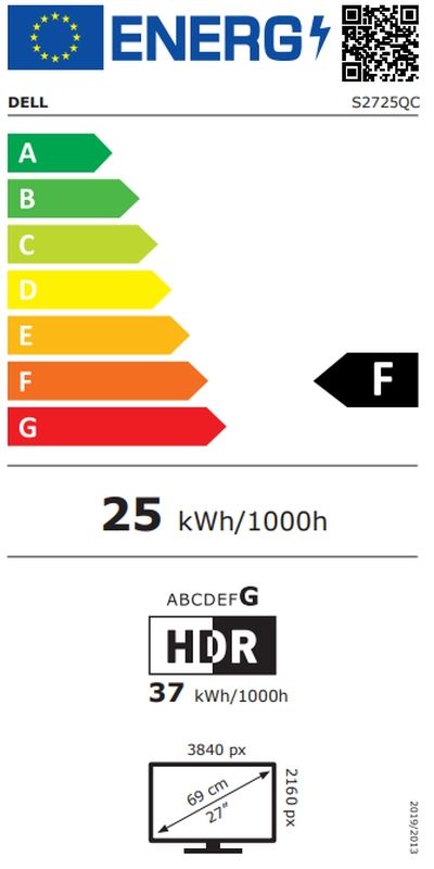 Монитор Dell S2725QC, 27" IPS Anti-Glare, LED, 4ms, 120 Hz, 1500:1, 350 cd/m2, 4K UHD (3840x2160), 99% sRGB, AMD FreeSync, HDMI, USB-C, USB 3.2 hub, PD 65W, Speakers, Height Adjustable, Pivot, Swivel, Tilt, Black