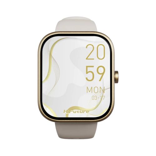 Часовник HiFuture Lume Champagne Gold, 1.85 " IPS, Powered by Dual Core, Aerospace-Grade Ultra Light Aluminum Frame, Bluetooth Call, 3D User Interface, 1ATM Waterproof, 24/7 True Heart Rate & Blood Oxygen Sensor, 100+ Sports Mode, Up to 7 days daily use