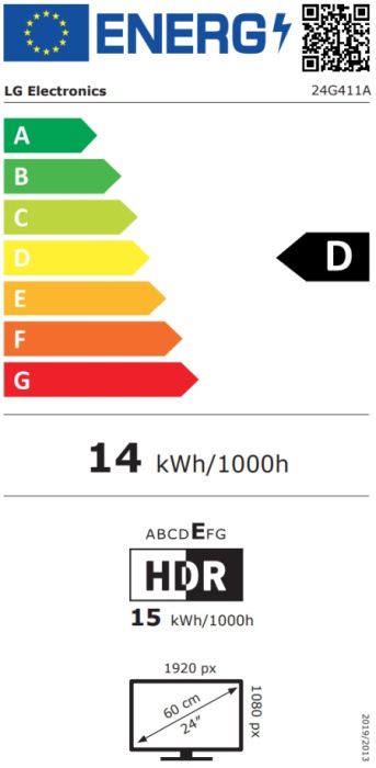 Монитор LG 24G411A-B, UltraGear 23.8" IPS, AG, 1ms MBR, 144Hz, 5ms GtG, 1500:1, 250cd/m2, Full HD 1920x1080, sRGB 99%, HDR10, NVIDIA G-SYNC, AMD FreeSync, HDMI, DisplayPort, LG Switch, Headphone Out, VRR, Reader mode Tilt, Black