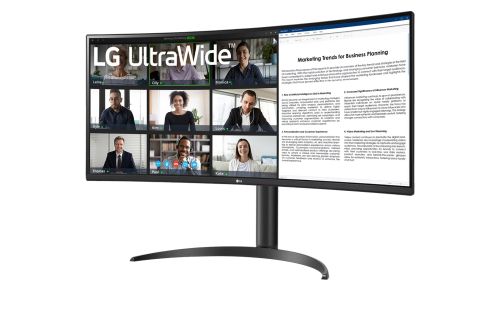 Монитор LG 34WR55QK-B 34" UltraWide AG , Curved 21:9 VA Panel, 5ms, 3000:1, 300 cd/m2, WQHD 3440x1440, HDR10, sRGB 99% , USB type-C 65W , 100Hz, HDMI, DisplayPort, PBP, Height Adjustable, Tilt, Reader Mode, Headphone Out, Black