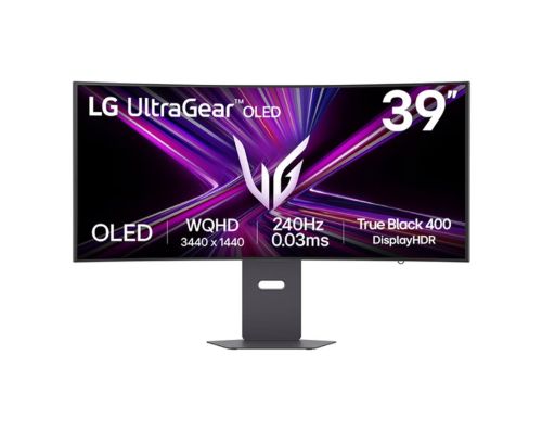 Монитор LG 39GX900A-B, 39", OLED UltraGear 21:9 Curved, 0.03 ms, WQHD (3440x1440), 240Hz, HDR 10, 1500000:1, 250 cd/m2, DCI-P3 98.5%, VRR, Free-sync, G-Sync, USB-C, PD 65W, HDMI, DP, PBP, Speakers 7Wx2, LG Switch, Height, Swivel, Tilt, Black