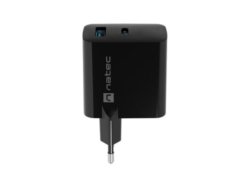 Адаптер Natec USB Charger Ribera Gan 1X USB-A + 1X USB-C 45W, Black