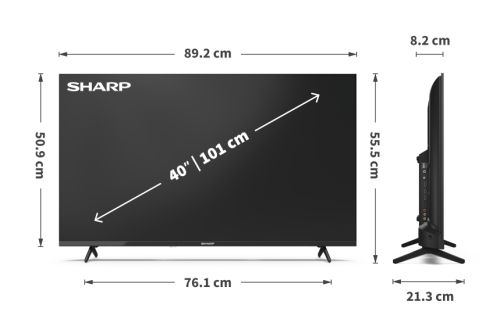 Телевизор Sharp 40HA1205E, 40" LED  TV, FULL HD 1920x1080,Frameless, DVB-T/T2/C/S/S2, Active Motion 100, 1 000 000:1, Speaker 2x8W, Dolby Digital Plus, 3xHDMI, CI+, 2xUSB , HEVC/H.265 (10-bit), MPEG4/H.264, 2 pole Stand