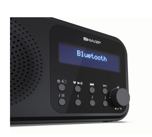 Радио Sharp Radios DR-P420(BK), PORTABLE DIGITAL RADIO, Bluetooth 5.0, 20 DAB+/DAB/FM, Auto time/date, LCD Display, Dual alarm,Micro USB x1 (power supply),3.5mm Headphone jack / line-out, Black