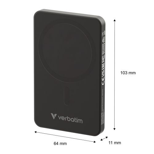 Външна батерия Verbatim Charge 'n' Go Essentials Power Bank Magnetic Wireless 5000mAh Black