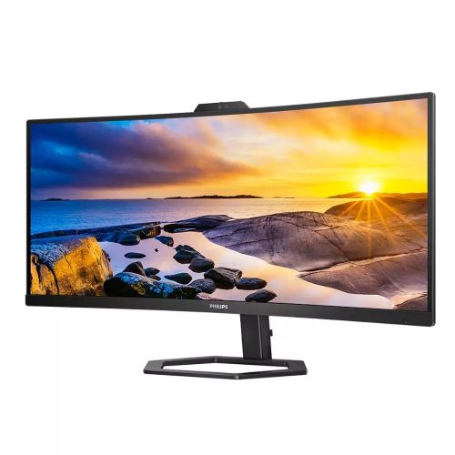 Монитор Philips 34E1C5600HE, 34" Curved 1500R VA WLED, 3440x1440@100Hz, 4ms GtG, 1ms MPRT, 300cd m/2, 3000:1, Mega Infinity DCR, Adaptive Sync, FlickerFree, Low Blue Light, 5Wx2, 5mp FHD Cam, Tilt, Height Adjust, HDMI, DP, USB hub