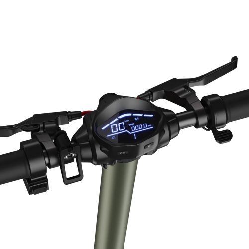 Електрически скутер Sharp Electric Scooter, Range per charge: 35 km, 350W Motor, LED Display, e-ABS, USB Charging Port, Bluetooth, IPX4 certification, 10" Pneumatic tyre, Triple brake system, Rear Suspension, Max load: 120 kg, Olive Gray