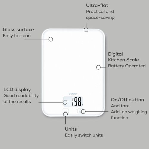 Везна Beurer KS 19 Pure White kitchen scale; 5 kg / 1 g