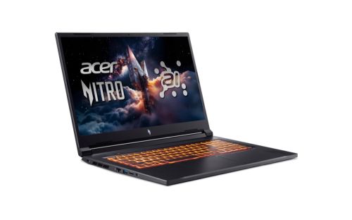 Лаптоп Acer Nitro V17, NG-ANV17-41-R14D, AMD Ryzen R7 260 AI ( up to 5.1GHz, 16MB), 17.3" FHD(1920x1080)IPS 144Hz, 1*16GB DDR5 (1 slot free), 1024GB PCIe NVMe SSD, NVIDIA GeForce RTX 4050 6GB GDDR6, Wi-Fi AX, BT, Win 11 Home, Black