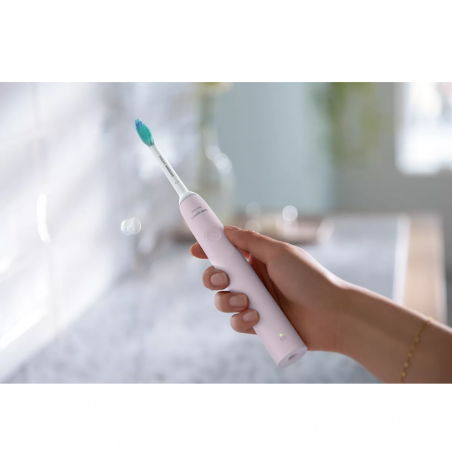 Електрическа четка за зъби Philips Sonicare 2100 HX3651/11, 31000 движения/мин, QuadPacer, SmarTimer, 1 накрайник, розова