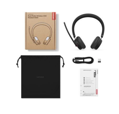 Слушалки Lenovo Dual-Mode Wireless ANC Headset 6550 (USB-A, Teams)