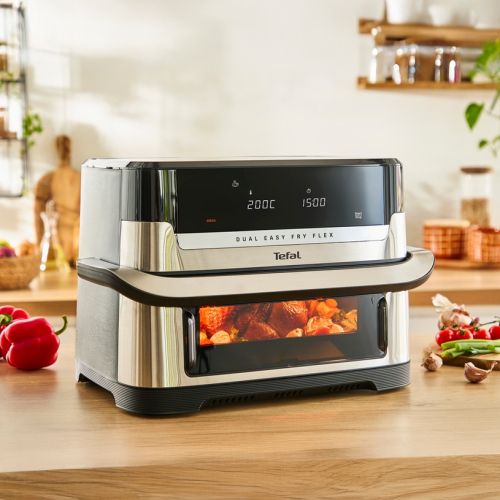 Уред за здравословно готвене Tefal EY922DE0 Easy Fry DUAL FLEX, stainless steel, 9L (2.5kg), 2700W, automatic programs (7), adjustable temp, manual mode