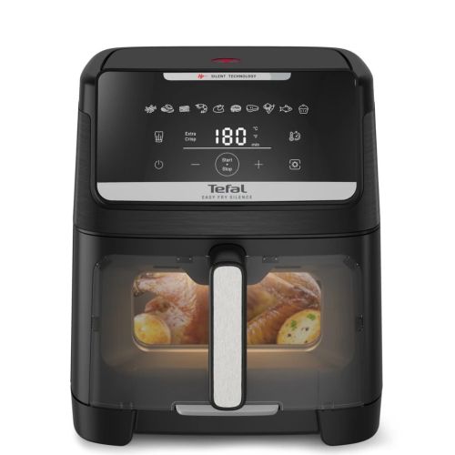 Уред за здравословно готвене Tefal EY8468E0 Easy Fry Silence XXL VISION, black, 7L (2kg, 8 portions), 1800W, dual zones, detachable front, 10 automatic programs 