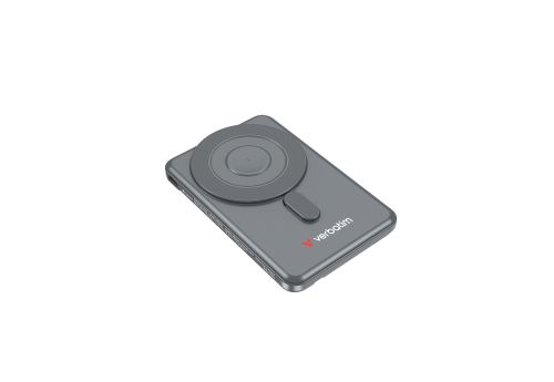 Външна батерия Verbatim Charge 'n' Go 2C Power Bank Magnetic Wireless 5000mAh with 2 USB-C Cables & Stand Grey