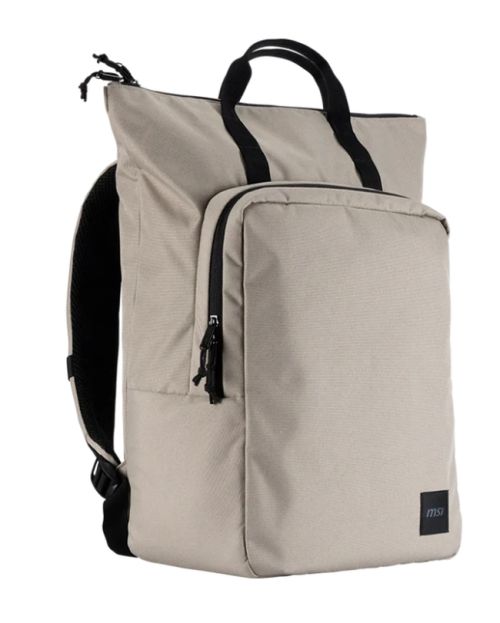 Раница MSI Venture Backpack, For up to 16 inch laptops, Front zipper storage bag, Water-repellent and wear-resistant, Moisture - bacteria proof, Environmentally certification, Desert beige grey, 46 x 40 x 15cm , easily accommodating laptops under 16 inche