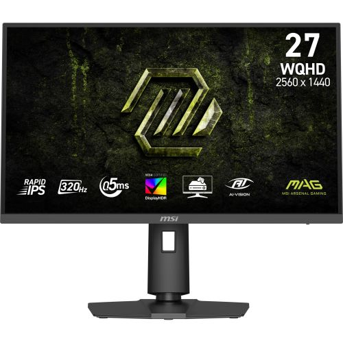 Монитор MSI MAG 274QPF X32 Gaming Monitor, 27", 0.5ms, 320Hz Rapid IPS, 2560x1440, G-SYNC, AMD FreeSync Premium, AI Vision, Console Mode, HDR400, 300nits AG, 1.07B, 1000:1, 100M:1, DP(1.4a), 2xHDMI(2.1), Headphone out, Pivot, Heigh Adj., VESA 100, Black, 