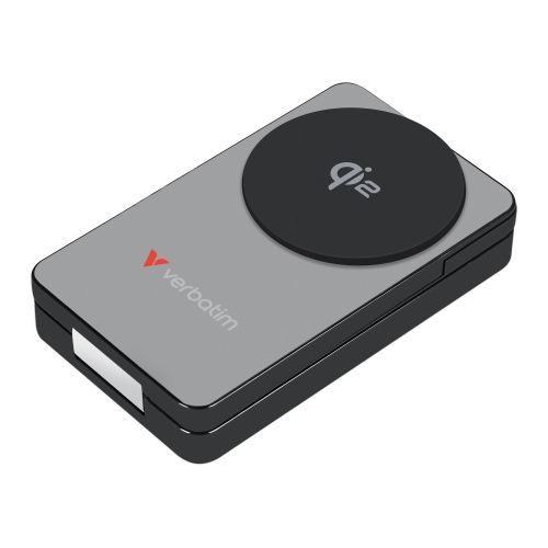 Външна батерия Verbatim Foldable 3-in-1 Qi2 Magnetic Wireless Power Bank 10000 mAh Grey