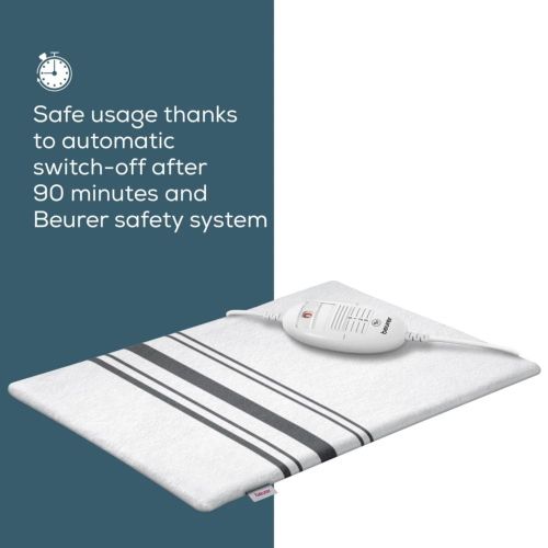 Термоподложка Beurer HK 26 Heat Pad; 3 Illuminated temperature settings; Auto switch-off after 90 min;Cotton cover washable on 40°; BSS;40(L)x30(W) cm; white-grey