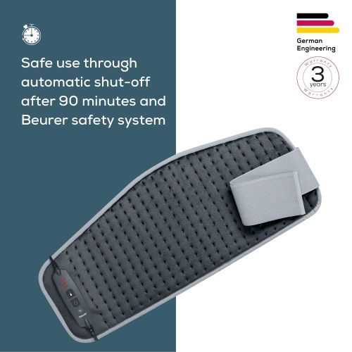 Термоподложка Beurer HK 60 Cosy Grey Abdominal & Back Heat Pad; 3 temperature settings; auto switch-off after 90 min; washable on 30°;Fast heating; Fleece fibre;BSS;69(L)x28(W) cm: Max waist 102sm