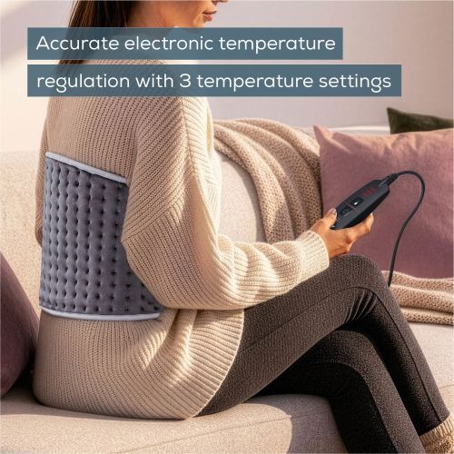 Термоподложка Beurer HK 60 Cosy Grey Abdominal & Back Heat Pad; 3 temperature settings; auto switch-off after 90 min; washable on 30°;Fast heating; Fleece fibre;BSS;69(L)x28(W) cm: Max waist 102sm