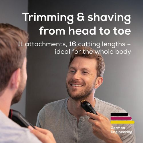 Машинка за подстригване Beurer MN9X body groomer, 11 attachments with 16 cutting lengths for trimming and shaving on the entire body, Waterproof (IPX7),  Quick-charge function, LED display, Incl. practical hard case