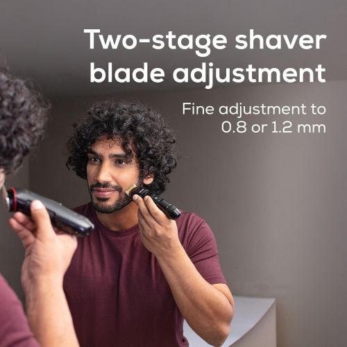 Машинка за подстригване Beurer MN4X beard styler, 2 Attachments, slim titanium contour blade, Battery and mains operation, LED display, 10 cutting lengths, 2 comb attachments with length adjustment: 3-7 and 8-12 mm,Water-resistant