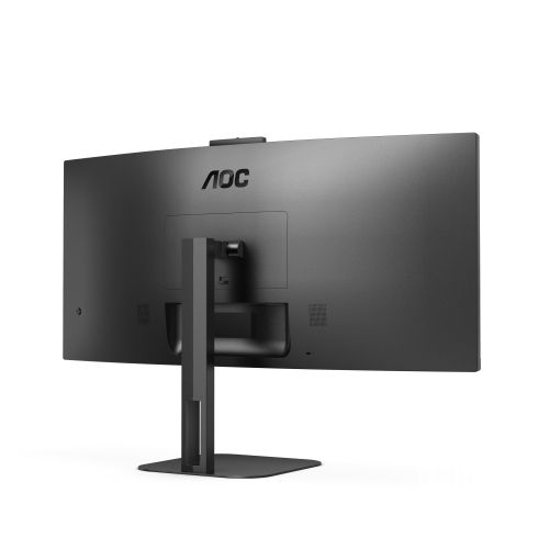 Монитор AOC CU34V5CW/BK, 34" Curved 1500R, VA, WLED, 3440x1440@100Hz, 4ms GtG, 1ms MPRT, 300cd m/2, 3000:1, 20M:1 DCR, Adaptive Sync, FreeSync, Low Blue Light, 5Wx2, 2MP Webcam, Tilt, Height Adjust, Swivel, HDMI, DP, USB hub