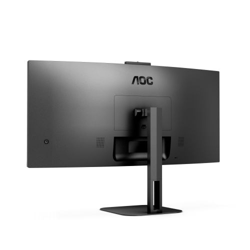 Монитор AOC CU34V5CW/BK, 34" Curved 1500R, VA, WLED, 3440x1440@100Hz, 4ms GtG, 1ms MPRT, 300cd m/2, 3000:1, 20M:1 DCR, Adaptive Sync, FreeSync, Low Blue Light, 5Wx2, 2MP Webcam, Tilt, Height Adjust, Swivel, HDMI, DP, USB hub