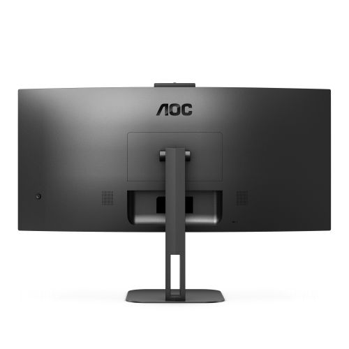 Монитор AOC CU34V5CW/BK, 34" Curved 1500R, VA, WLED, 3440x1440@100Hz, 4ms GtG, 1ms MPRT, 300cd m/2, 3000:1, 20M:1 DCR, Adaptive Sync, FreeSync, Low Blue Light, 5Wx2, 2MP Webcam, Tilt, Height Adjust, Swivel, HDMI, DP, USB hub