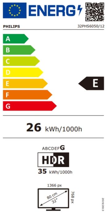 Телевизор Philips 32PHS6050/12, 32" HD DLED 1366x768p, 60Hz, DVB-T/T2/T2-HD/C/S/S2, HDR 10, HLG, Dolby Audio, Smart, Titan, Pixel Plus HD, 8GB, HDMI*3, USB*2, 802.11n, 12W RMS, Black