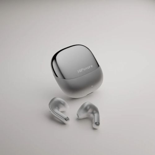 Слушалки HiFuture ChromeBuds Titanium, Metallic Charge Case, 4 MICS ENC, Wireless 5.4, Up to 6 Hours Battery Life by one charge, IPX5, Ultra Bass, Up to 30 Hours Battery Life Combined