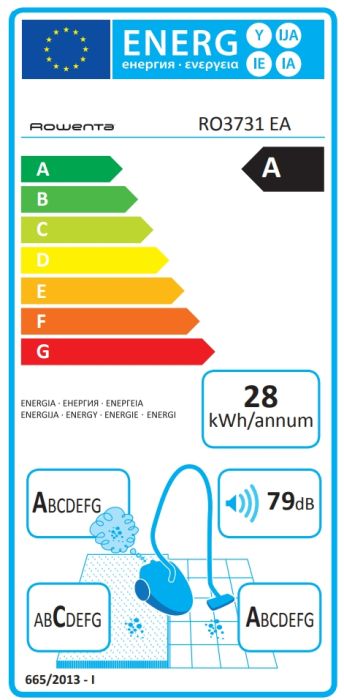 Прахосмукачка Rowenta RO3731EA, Compact Power (black/blue) - 750W, ACAA, upholstery nozzle