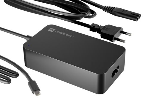 Адаптер Natec Natec Laptop Charger Grayling GAN USB-C 65W for laptops, tablets, phones