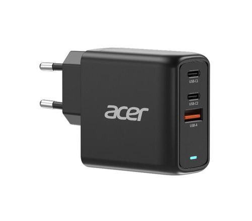 Адаптер Acer Power Adapter 67W PD GaN Charger, 2 x USB C and 1 x USB A, EU Plug, 100W USB-C cable, Black (Retail Pack)