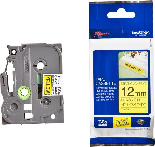 Консуматив Brother TZe-S631 Tape Black on Wellow, Strong Adhesive, 12mm, 8 m