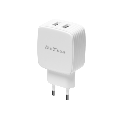 Мрежово зарядно устройство DeTech, DE-33, 5V/2.4A 220V, 2 x USB