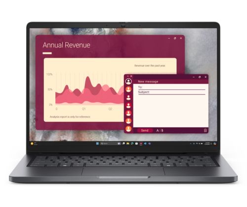Лаптоп Dell Pro 14 PC14250, Intel Core  7 150U (12 MB cache, 10 cores, up to 5.4 GHz), 14" FHD+(1920x1200) IPS, 300nits AG, 16 GB: 1 x 16 GB, DDR5, 5600 MT/s, 512 GB SSD, Intel graphics, FHD HDR IR Cam and Mic, Wi-Fi 6E, FPR, Backlit Kb, Win 11 pro, Magne