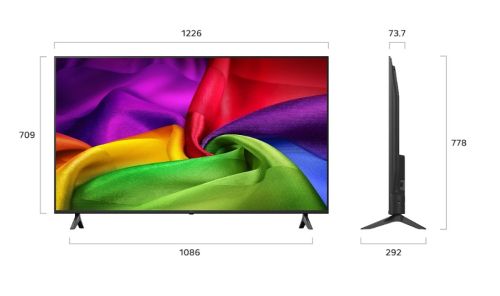 Телевизор LG 55NU800B3LA, 55" 4K HDR UHD, 3840x2160, DVB-T2/C/S2, AI Alpha 7, HDR 10, webOS 26, ThinQ AI, VRR, ALLM, HGiG, WiFi, Clear Voice, 4K Super Upscaling, Bluetooth 5.3, Hdmi e-ARC, CI, LAN, AirPlay2, AI Sound Pro, Google Cast, 2 Pole stand, Black