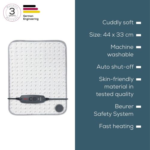Термоподложка Beurer HK 43 Super Cosy heat pad with super soft surface;3 Illuminated temperature settings;Fast heating;Automatic switch off after 90 min;Cotton cover washable on 30°; BSS; 44(L)x33(W)