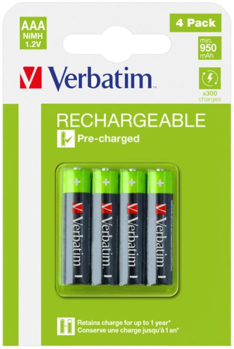 Батерия Verbatim Rechargeable Battery AAA 4 Pack / HR03