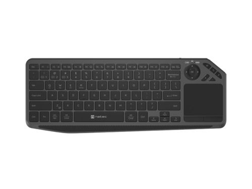 Клавиатура Natec Turbot 2 Keyboard, US, Wireless, BT, 2.4GHz, X-Scissors with Touchpad for Smart TV, Black-Gray
