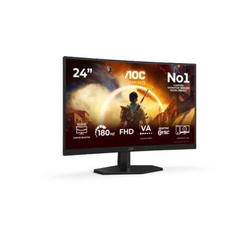 Монитор AOC C24G42FE, 23.6" Curved 1500R, VA, WLED, 1920x1080@180Hz OC (Native 144Hz), 4ms GtG, 0.5ms MPRT, 300cd m/2, 3000:1, 80M:1 DCR, Adaptive Sync, FlickerFree, Low Blue Light, Tilt, HDMI, DP