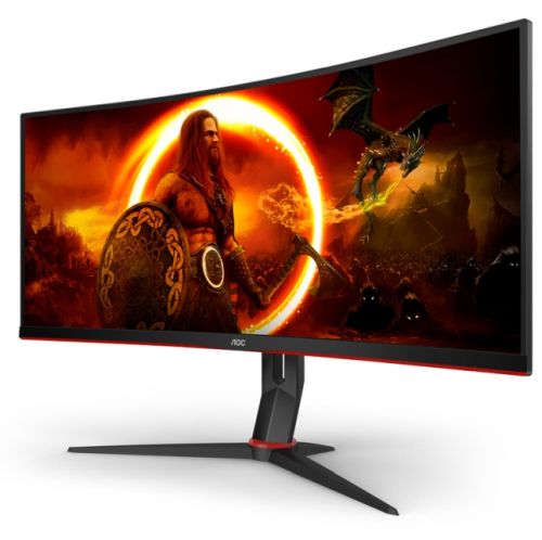 Монитор AOC CU34G2XP/BK, 34" Curved 1500R VA, WLED, 3440x1440@180Hz, 1ms GtG, 1ms MPRT, 430 cd/m2, 4000:1, 80M:1 DCR, Tilt, Height Adjust, Swivel, 2xHDMI, 2xDP, USB hub