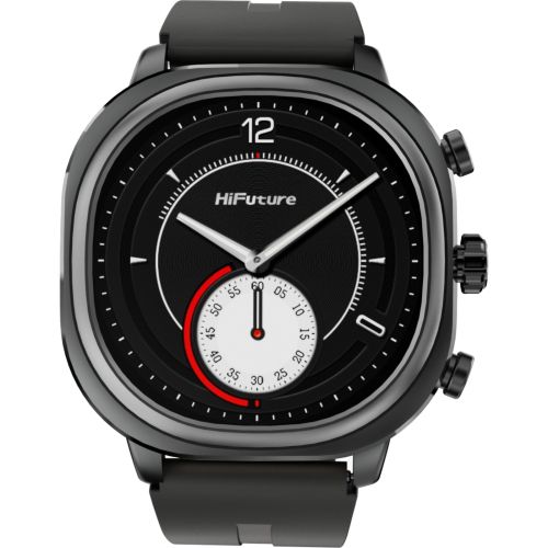 Часовник HiFuture AIX Lite Black,  1.43" AMOLED,  466*466, Powered by Dual Core & Syntra AI, Bluetooth Call, 1ATM Waterproof, Sixth Generation Health Sensor, Up to 10 days daily use, Extra Fabric Strap inbox