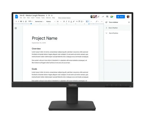 Монитор Lenovo ThinkVision S22-4e 21.5" IPS, WLED, 1920x1080, 16:9, 4ms, 100Hz, 250 cd/m2, 1300:1, HDMI, VGA, Tilt Stand