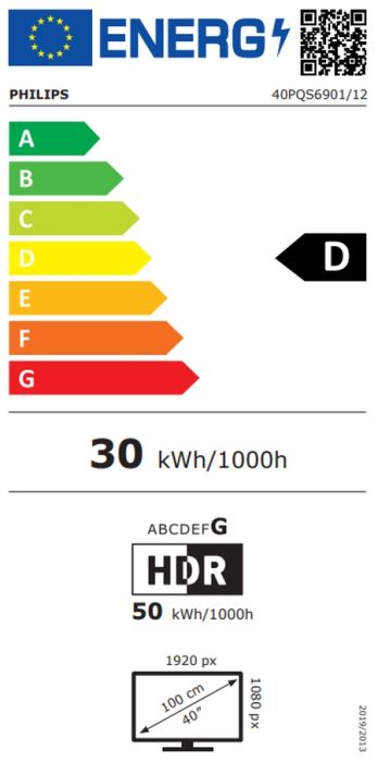 Телевизор Philips 40PQS6901/12, 40'' QLED, FHD (1920x1080), DVB-T/T2/T2-HD/C/S/S2, 60Hz, 3 sided Ambilight, Pixel Plus HD, WCG 90% DCI, HDR10, HLG, Titan 3.0 OS , 3*HDMI, 2*USB, WiFi 4, 12W RMS, Black