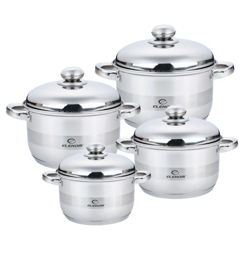 Комплект тенджери Elekom EK-1824M, 4 бр., метален капак