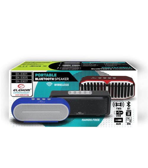 Bluetooth тонколона Elekom EK-3301, 2x3W, 1200 mAh