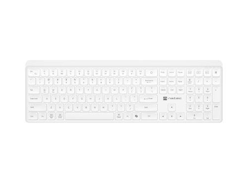 Клавиатура Natec Wireless Keyboard Tang US, BT+2.4GHz, Silent, Slim, White